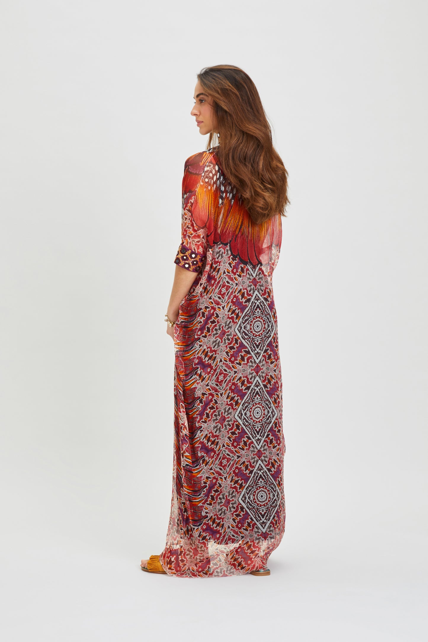 HELMETED HORNBILL SILK CAFTAN
