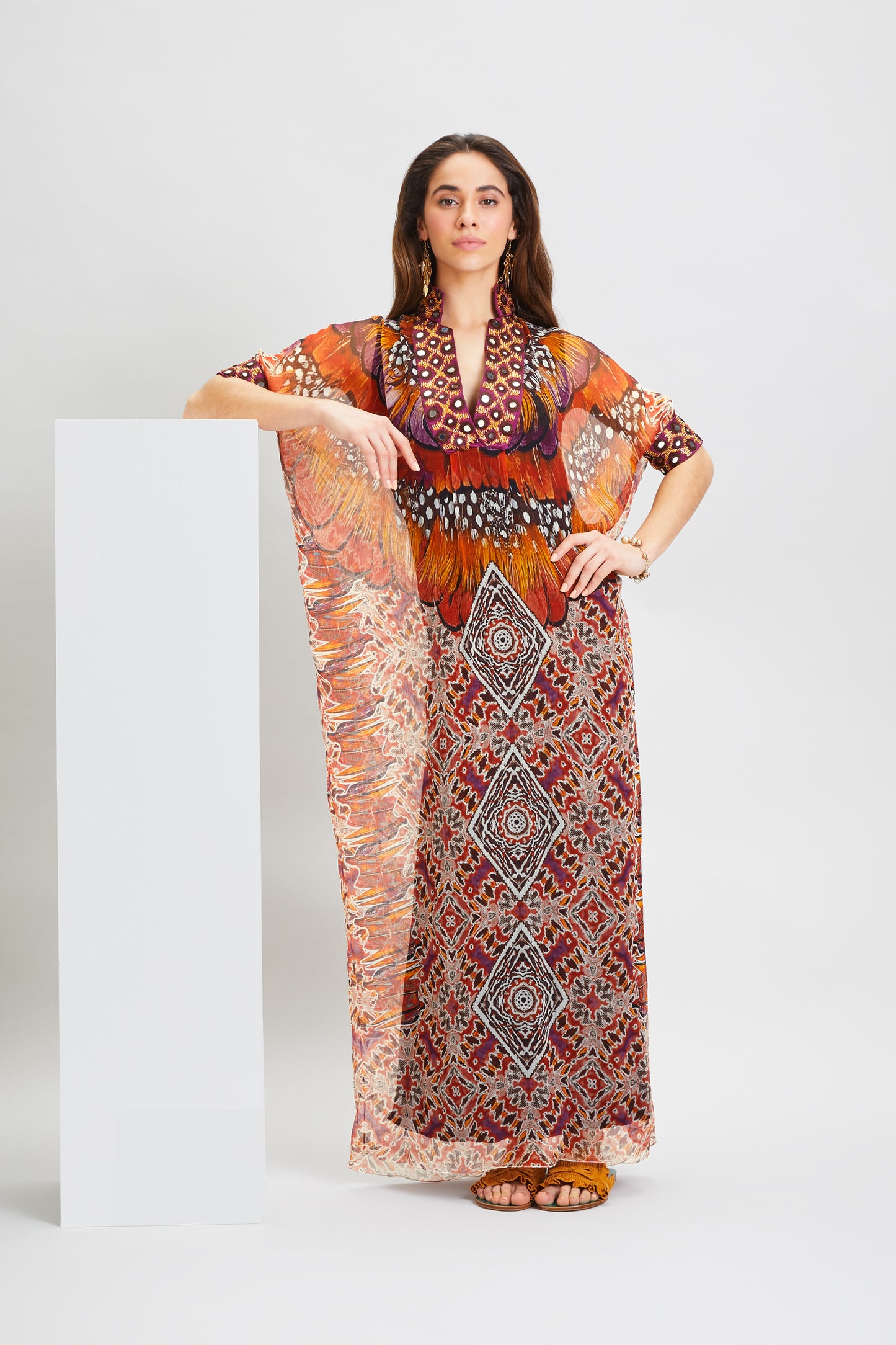HELMETED HORNBILL SILK CAFTAN