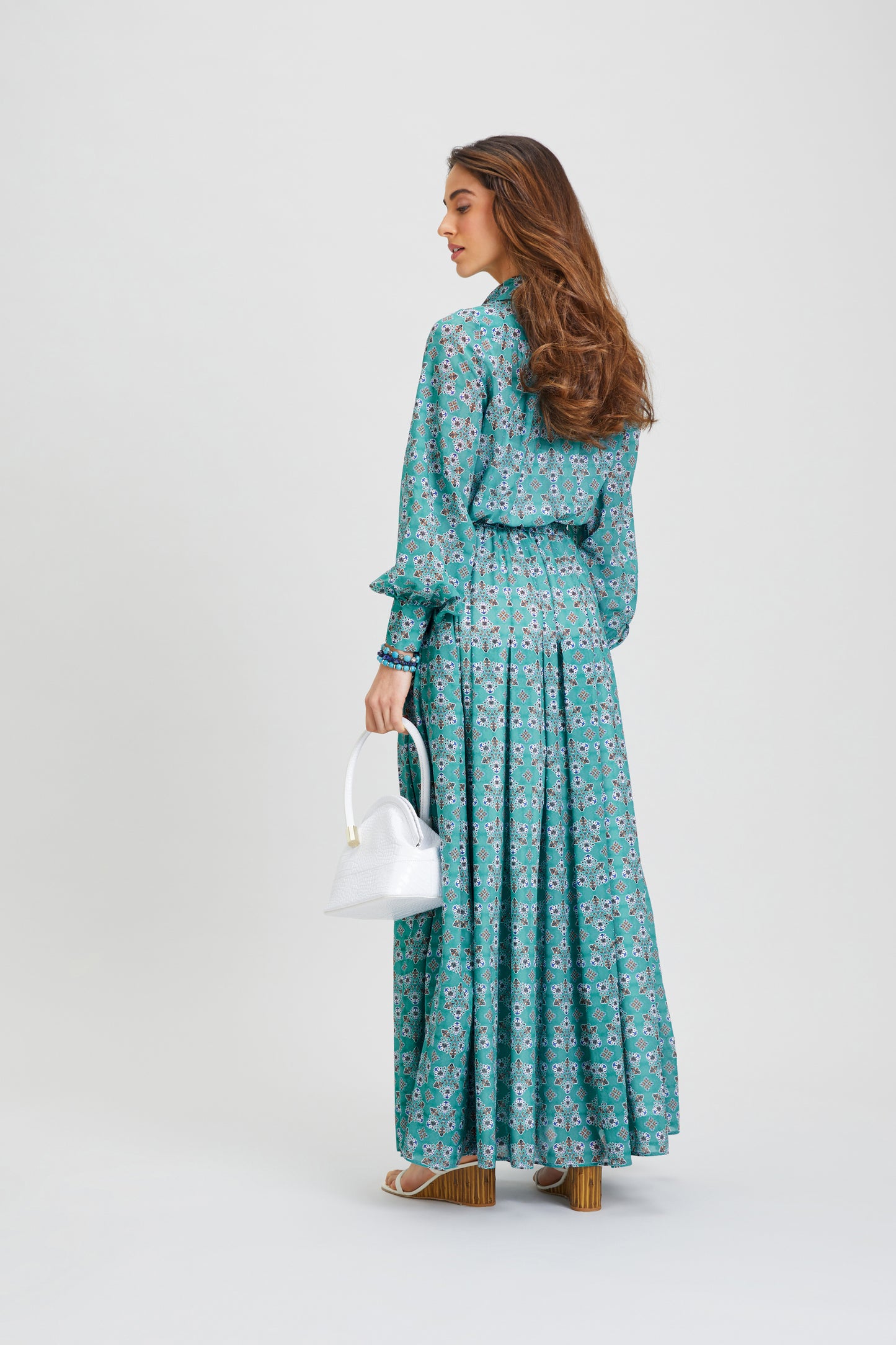 KALASIA SILK MAXI SHIRTDRESS