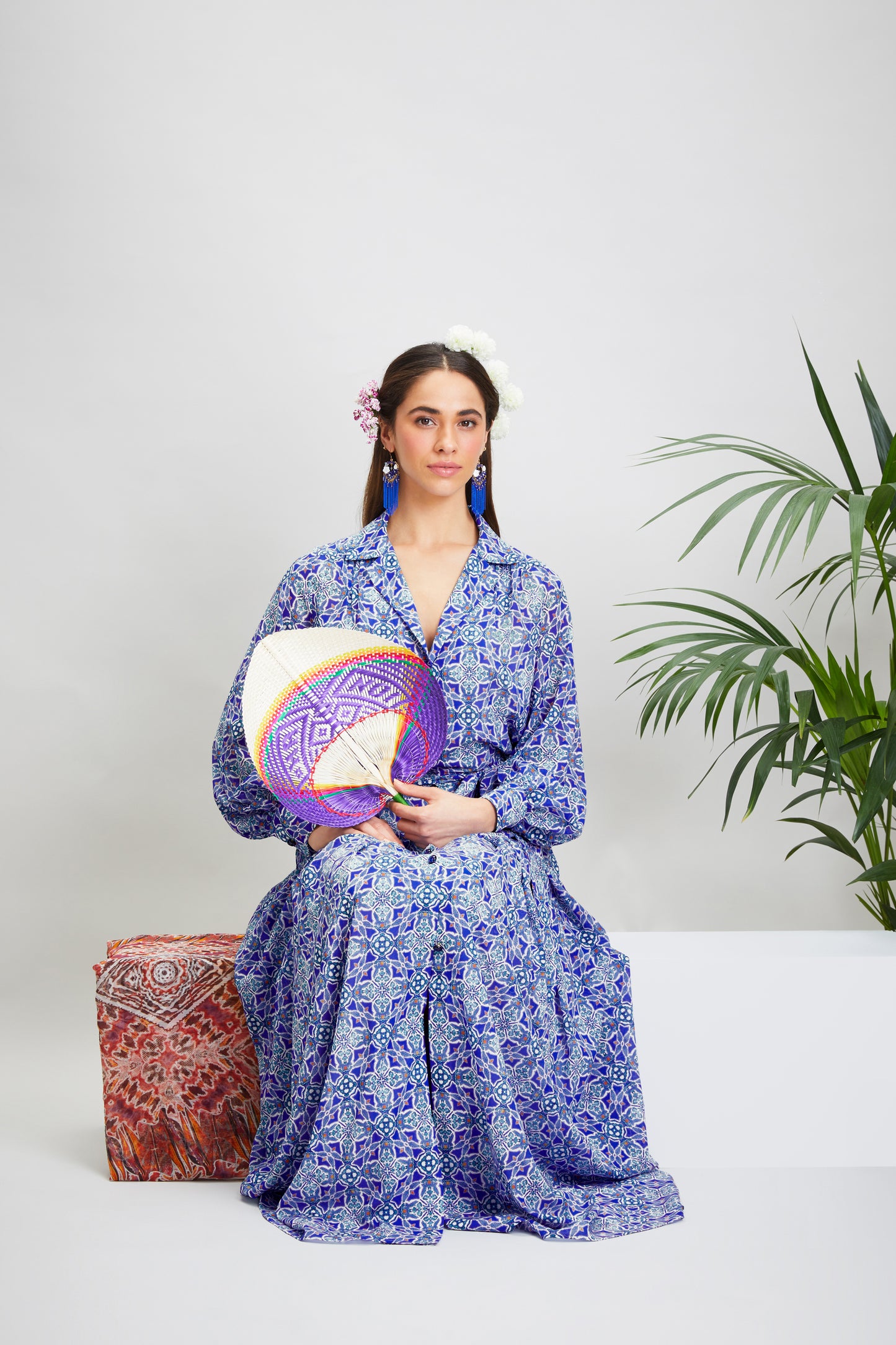 LAVENITA SILK MAXI SHIRTDRESS