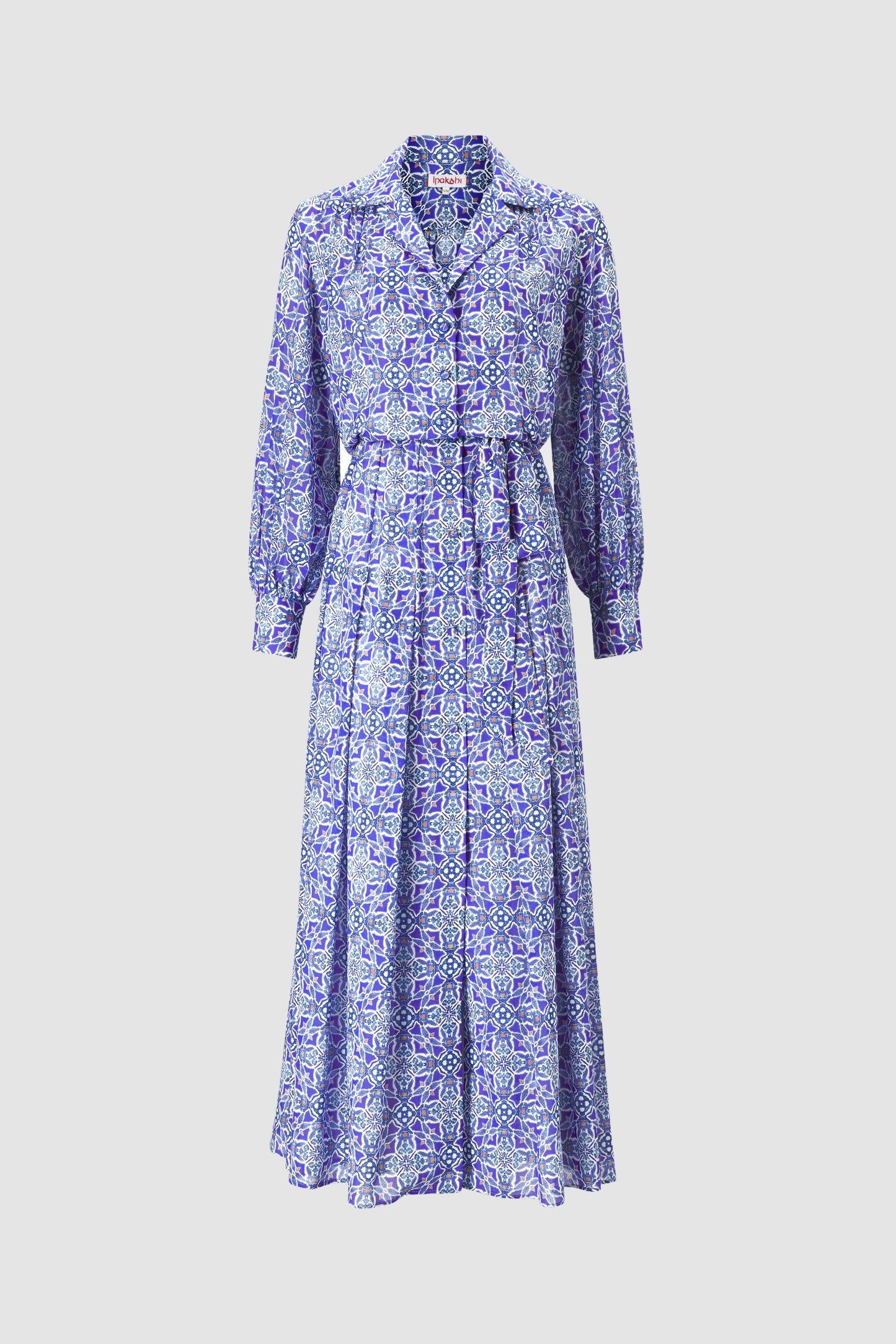 LAVENITA SILK MAXI SHIRTDRESS