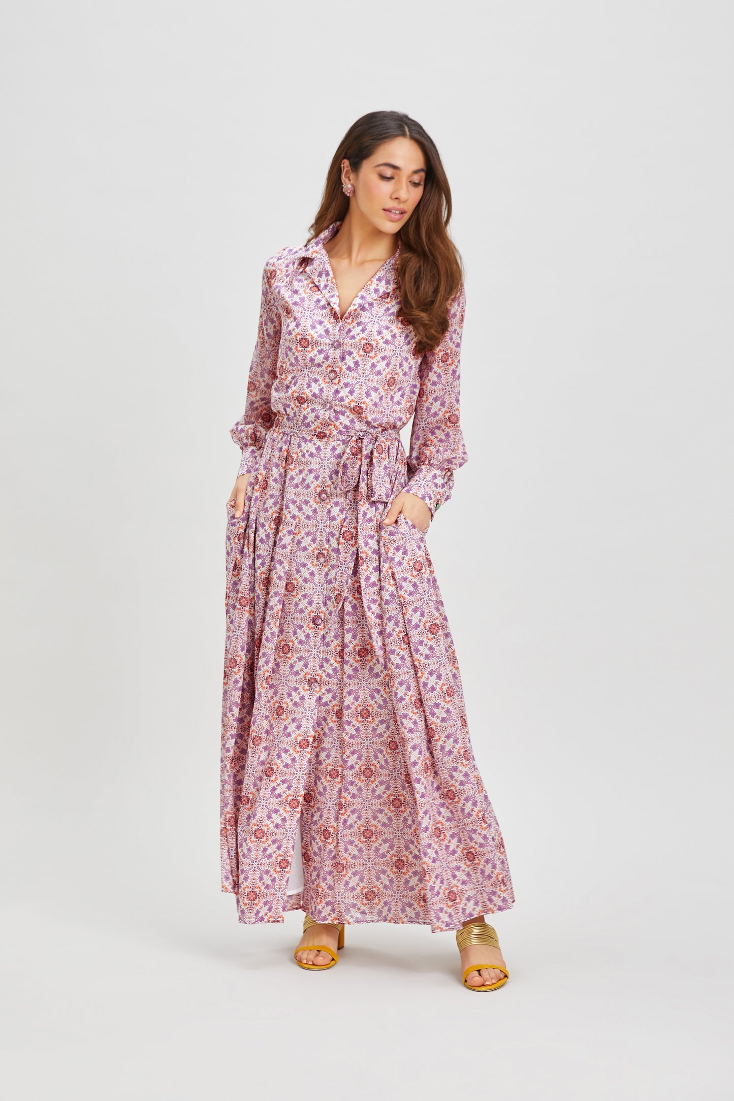 NAZRA SILK MAXI SHIRTDRESS