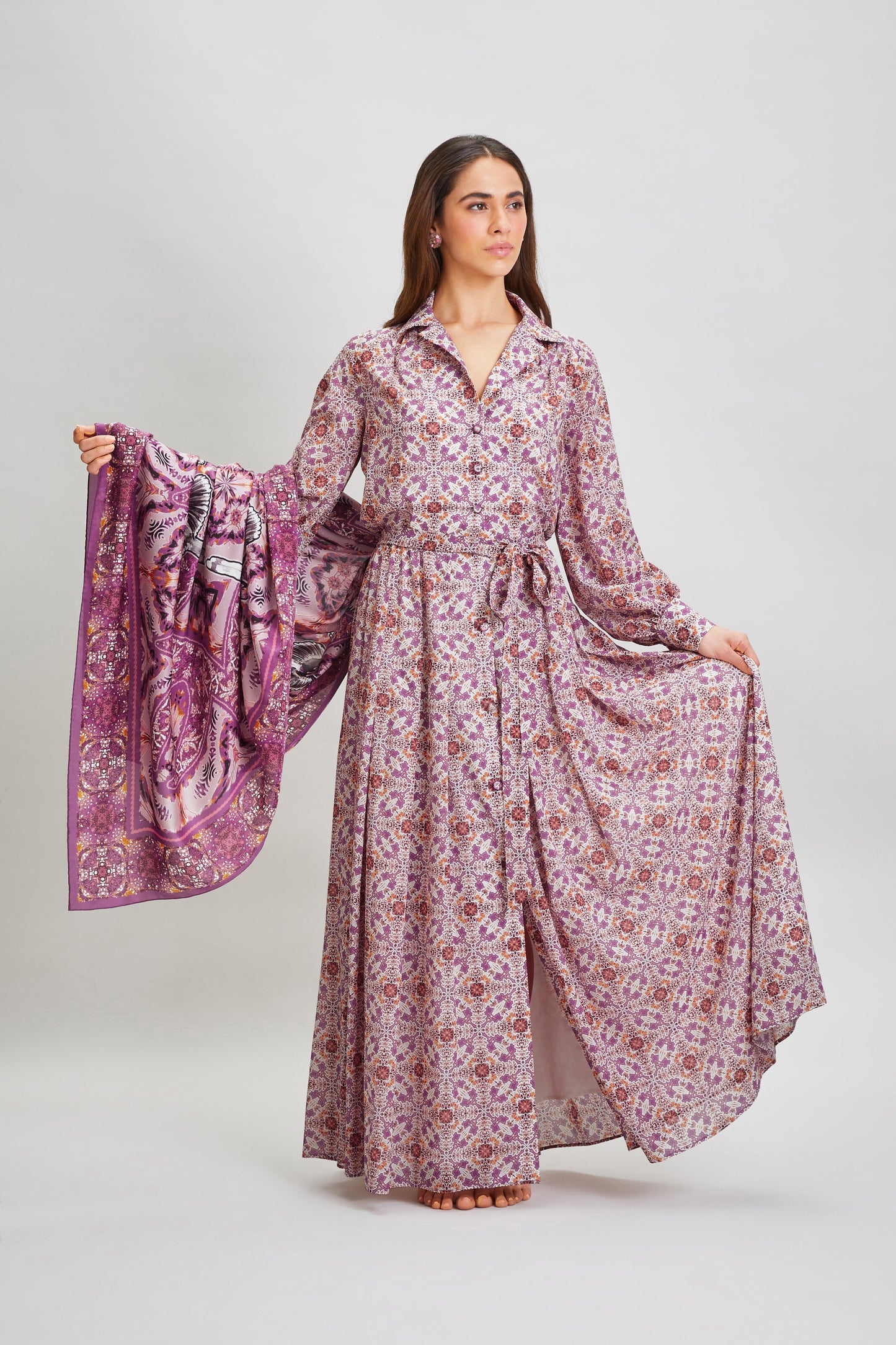 NAZRA SILK MAXI SHIRTDRESS