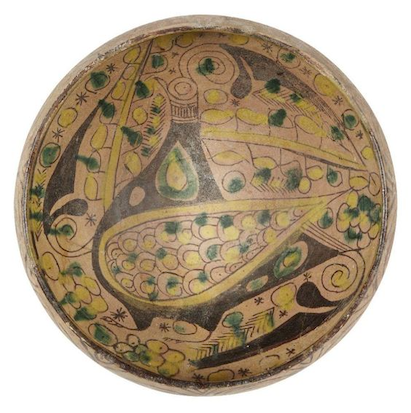Ancient Nishapur Ceramic Bowl featuring a Bird