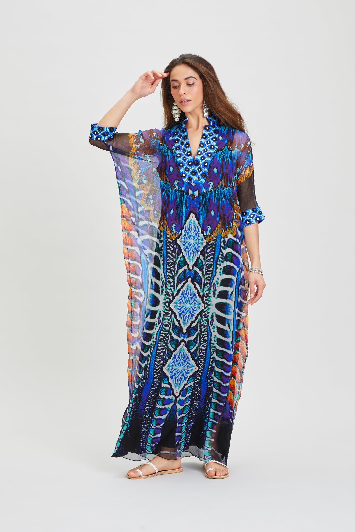 ULTRAMARINE LORIKEET SILK CAFTAN