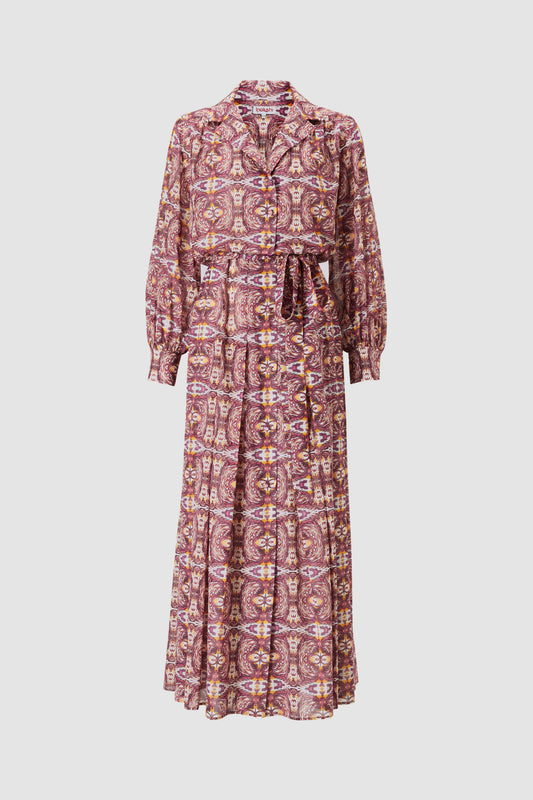 SURINTAN SILK MAXI SHIRTDRESS WITH LONG SLEEVES